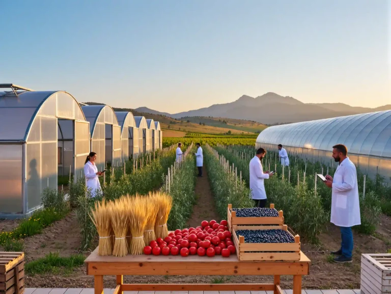 A researcher collecting agricultural data in a field