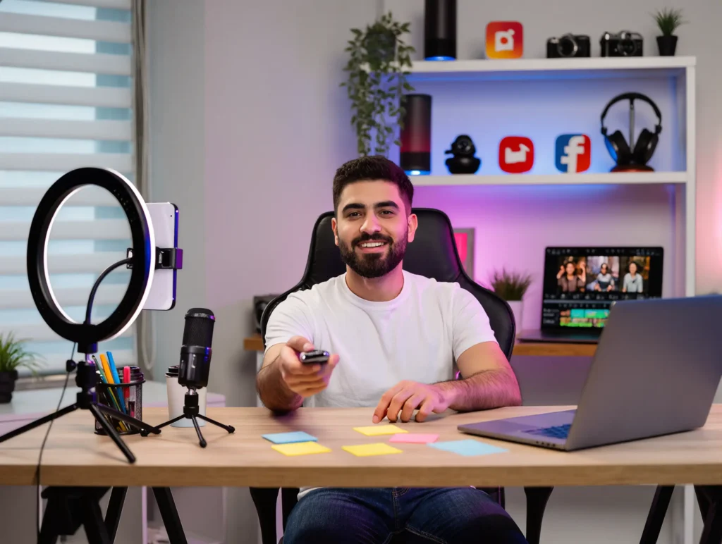 A professional delivering an online lesson or consultation via laptop at home