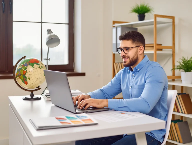 A student checking scholarship renewal requirements on a laptop