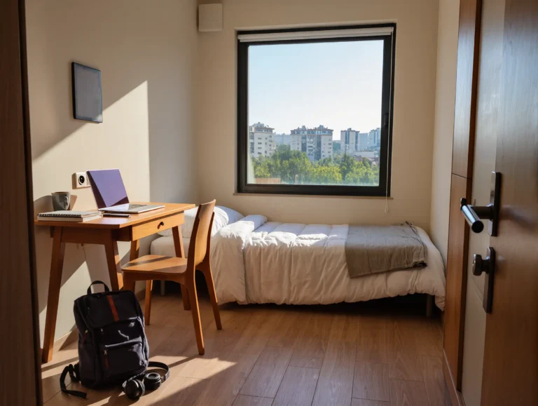 Student-friendly short-term accommodation in Turkey with cozy room and city view