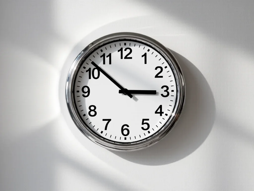 Classic wall clock with Turkish numerals on white background