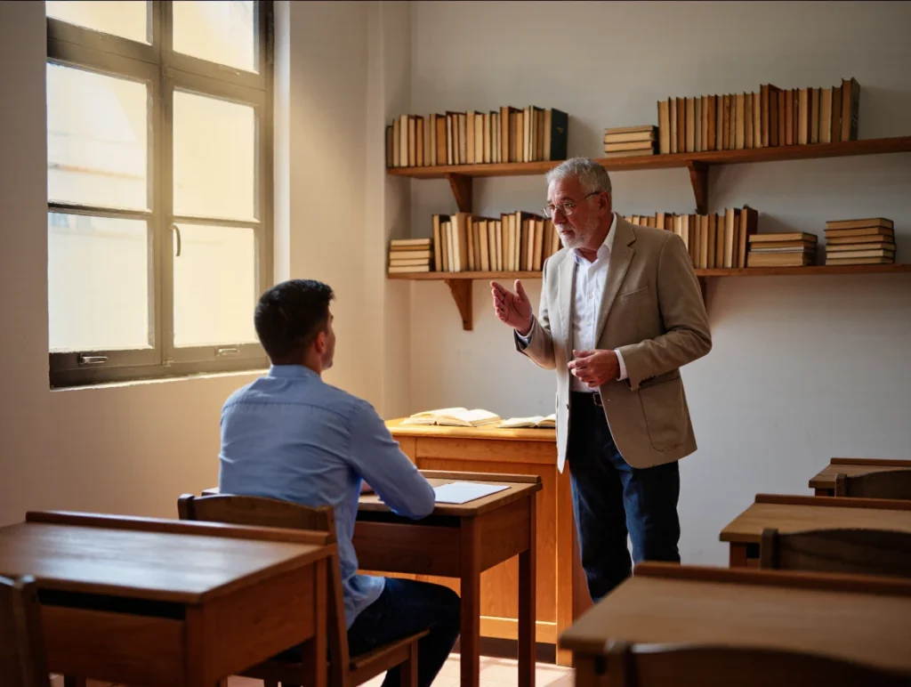 Respectful student-professor conversation in Turkish academic setting.