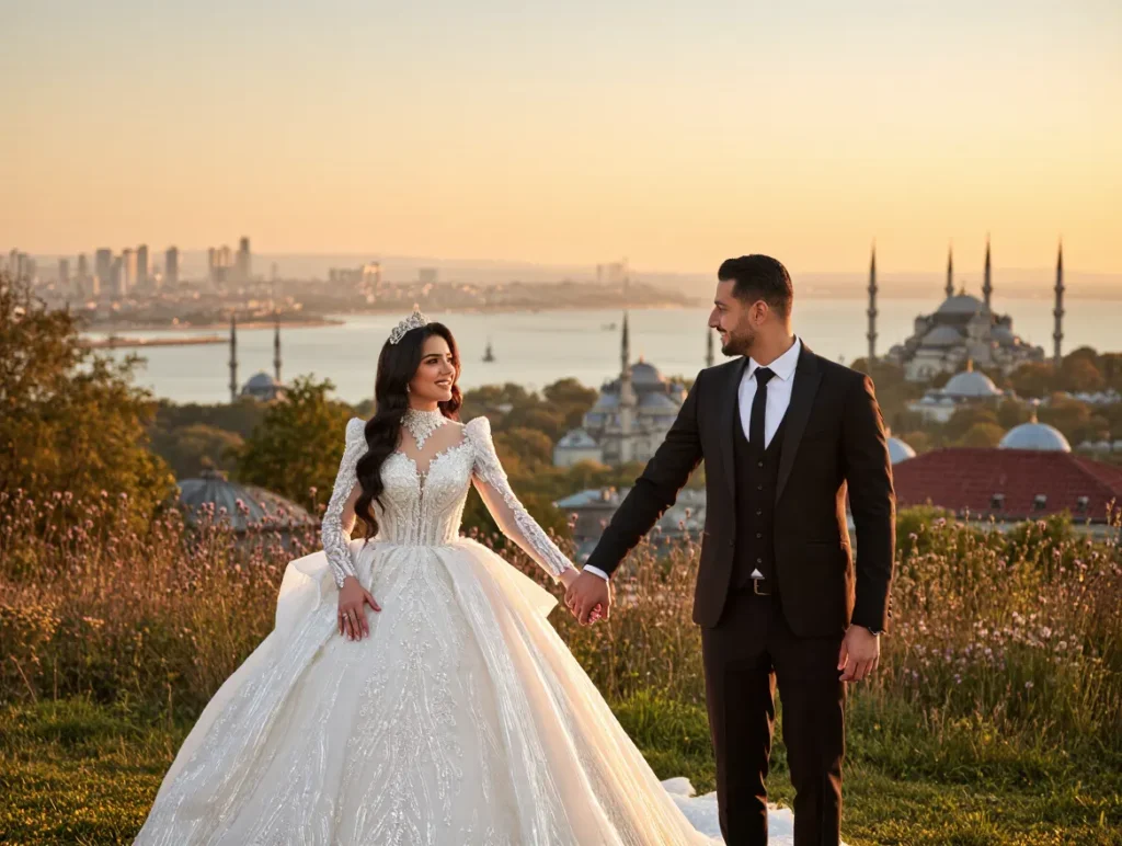 Turkish wedding couple in Istanbul