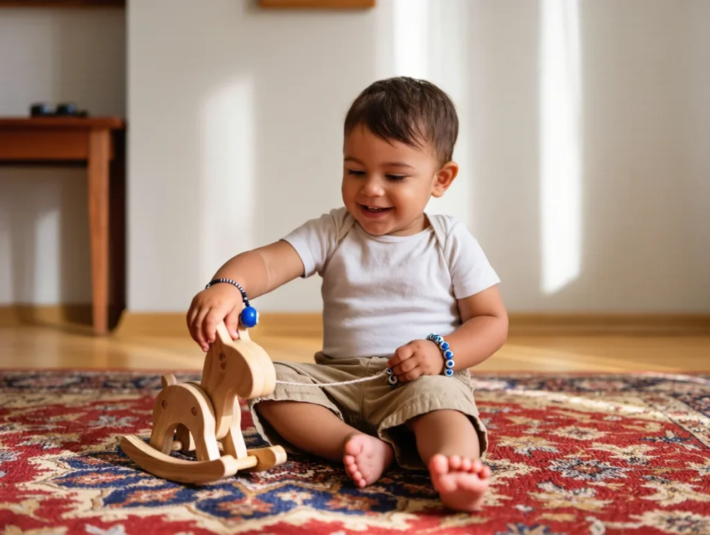 Turkish child with traditional bracelet