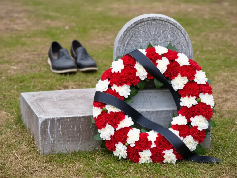 Traditional Turkish funeral wreath and symbols