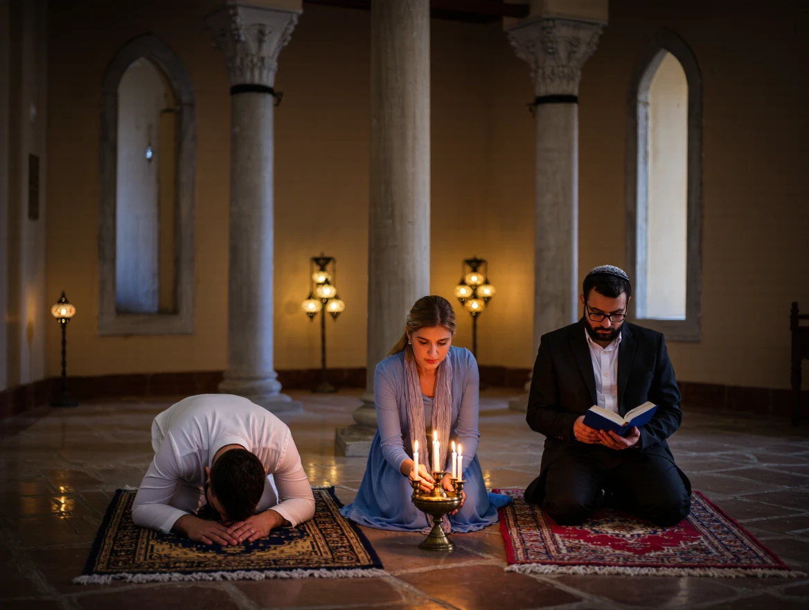 "A scene in Turkey showing religious diversity among historic buildings.