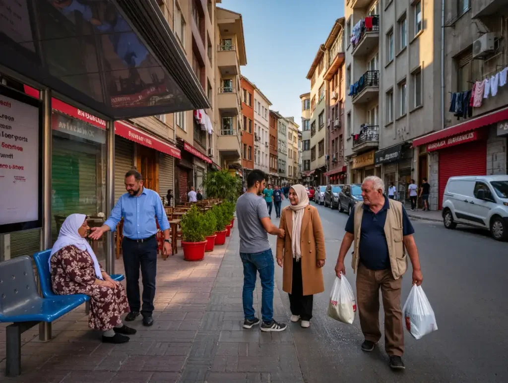 A street scene in Turkey illustrating unwritten social rules.